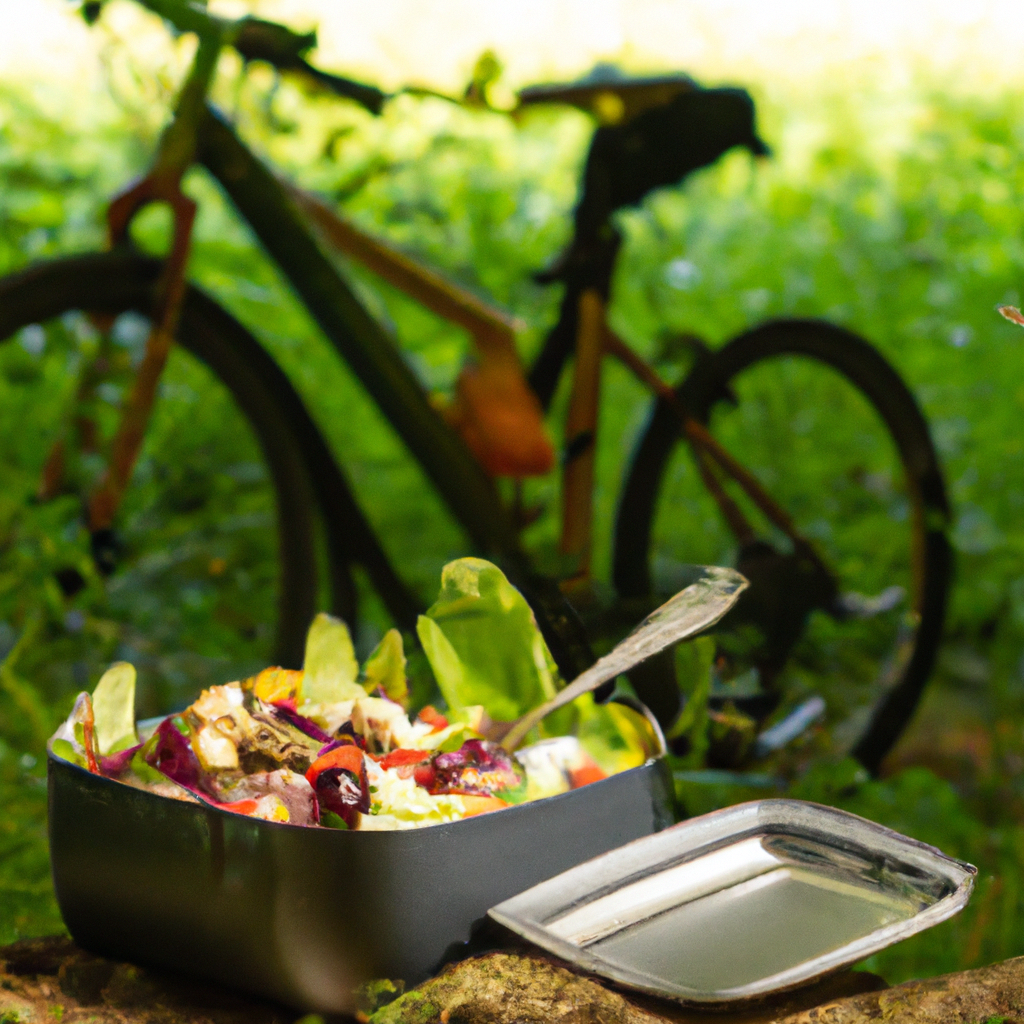 Rad mit Lunchbox für Vegane Mahlzeiten